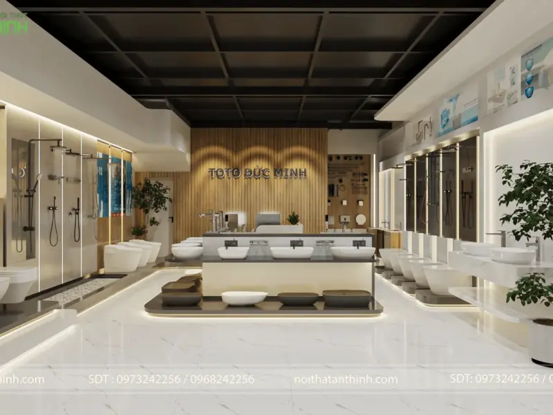 Thiết kế showroom thiết bị vệ sinh TOTO Đức Minh : Không Gian Trưng Bày Đẳng Cấp, Nâng Tầm Thương Hiệu